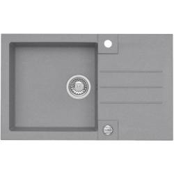 Мойка кухонная ALVEUS ROCK 130 GRANITAL CONCRETE-G81 78x48x18 см, врезная/встраиваемая сверху, с крылом, искусственный гранит, прямоугольная, цвет бетон, с отверстием под смеситель и для кнопки клапан-автомат