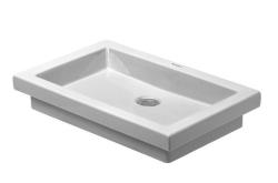 Раковина DURAVIT 2nd Floor, 58x41,5х9 см, встраиваемая сверху, шлифованный вариант, прямоугольная, санфарфор, цвет белый, без отверстия под смеситель, без перелива