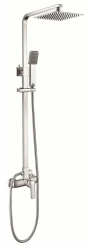 Душевая система настенная LEDEME, 830/1230 мм, цвет хром, комплект: однорычажный смеситель/тропический душ (с верхней лейкой)/лейка/стойка/шланг, латунь