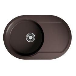 Мойка кухонная Omoikiri Manmaru 78-DC, 51х78 см, врезная, из искусственного гранита (Artgranit), овальная, цвет темный шоколад, без отверстия под смеситель, с крылом, оборачиваемая, слив-перелив, врезная в столещницу, для кухни