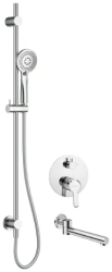 Душевая система встраиваемая Deante ARNIKA, цвет хром, комплект: однорычажный смеситель/излив/штанга/лейка/держатель лейки/шланг, латунь