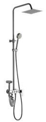 Душевая система Ekko, настенная, цвет серый, комплект: однорычажный смеситель/излив/гигиенический душ/тропический душ (с верхней лейкой)/штанга/лейка/шланг, алюминий, наружного монтажа