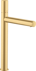 Смеситель для раковины/умывальника Axor Uno 260, однорычажный, с рукояткой zero, фиксированный излив, длина излива 19,8 см, керамический, латунь, цвет шлифованное золото, с незапираемым сливным набором
