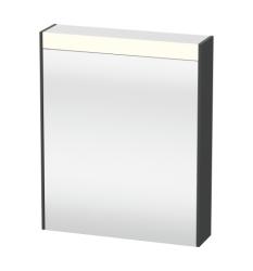 Зеркальный шкаф Duravit Brioso, 62х76х14,8 см, подвесной, цвет: графит матовый, зеркало с подсветкой LED/ЛЭД, выключатель/розетка, с 1 распашной дверцей/одностворчатый, 2 стеклянные полки, прямоугольный, правый