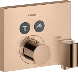 Смеситель для душа Axor ShowerSelect, термостатический, скрытого монтажа, 2 потребитель, настенный, без излива/шланга/лейки, прямоугольный, латунный, цвет полированное красное золото, со шланговым подключением и держателем душа, с термостатом