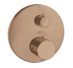 Смеситель для душа Axor Starck, термостатический, с запорным/переключающим вентилем, скрытого монтажа, настенный, без излива/шланга/лейки, круглый, латунный, цвет шлифованное красное золото, с термостатом, встроенный/встраиваемый/термостатный