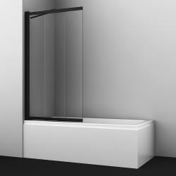 Душевая шторка на ванну WasserKRAFT Dill 61S, 100х140 см, прозрачное стекло/профиль черный, раздвижная/распашная, плоская/панель, правая/левая, правосторонняя/левосторонняя, универсальная