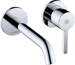 Смеситель для раковины/умывальника KLUDI NOVA FONTE Pura, настенный, однорычажный, неповоротный, длина излива 180 мм, латунь, цвет хром