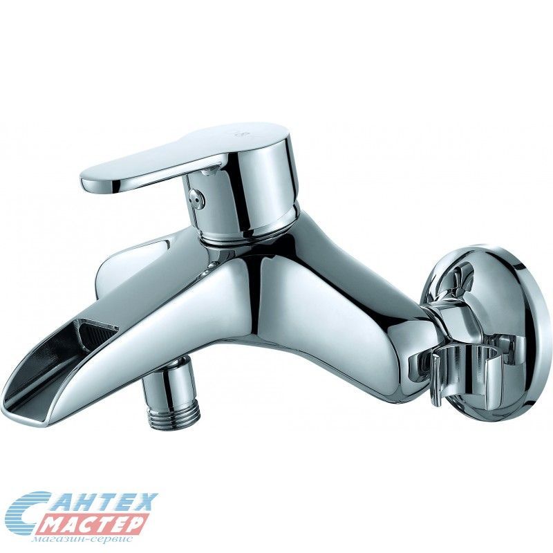 Смеситель для ванны/душа D&K Marx Rhein однорычажный, каскадный, керамический, настенный, латунь хром, горизонтальный, фиксированный, однорукий, кран, комплект, сантехника, размер, характеристики, высота, расстояние (Д&K) 