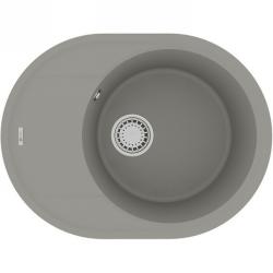 Мойка кухонная Lemark LACHA 620, 47х62х19,7 см, врезная, кварцгранит, овальная, цвет грей, без отверстия под смеситель, с крылом, оборачиваемая, слив-перелив, врезная в столещницу, для кухни