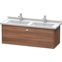 Тумба под раковину Duravit Brioso, 122х46,9х45,2 см, подвесная, 1 выдвижной ящик, ДСП, цвет: орех матовый/хром, шкафчик навесной, механизм доводчика, прямоугольная, правая/левая, в ванную комнату