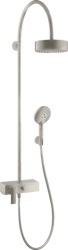 Душевая система Axor Citterio Showerpipe 180 1jet, высота 115,1 см, цвет: под сталь, комплект: верхний душ/ручной душ/однорычажный смеситель для душа/шланг для душа/держатель для душа, наружного монтажа, настенная, латунная