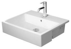 Раковина DURAVIT Vero Air WonderGliss 60х40х16,5 см, подвесная, прямоугольная, санфарфор, цвет белый, 1 отверстие под смеситель, антигрязевое покрытие, без перелива