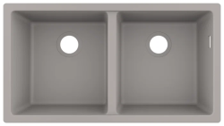 Мойка кухонная Hansgrohe 370/370, S51, S510-U770, две чаши 82х45х20,5 см, встраиваемая снизу/под столешницу, искусственный гранит, прямоугольная, цвет серый бетон, без отверстия под смеситель