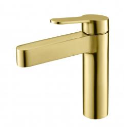 Смеситель для раковины BelBagno Delta, однорычажный, длина излива 134 мм, неповоротный, керамический, нержавеющая сталь, цвет брашированное золото