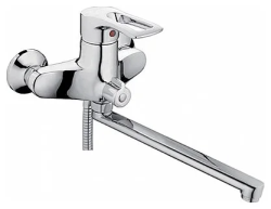Смеситель для ванны/душа LEDEME настенный, однорычажный, поворотный, силуминовый, длина излива 348 мм, силумин, цвет хром