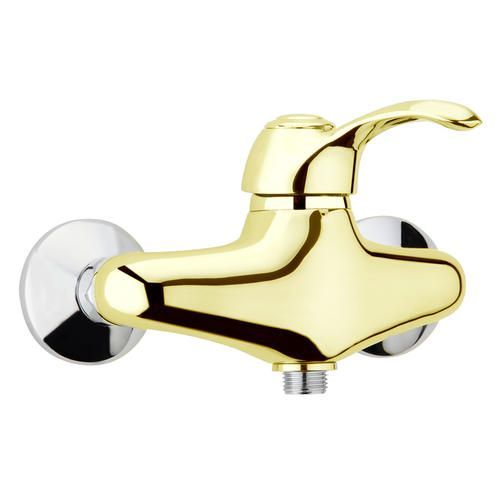 Смеситель для душа Webert Aurora однорычажный, керамический, настенный, без излива/шланга/лейки, латунь хром/золото Смеситель для душа Webert Aurora однорычажный, керамический, настенный, без излива/шланга/лейки, латунь хром/золото