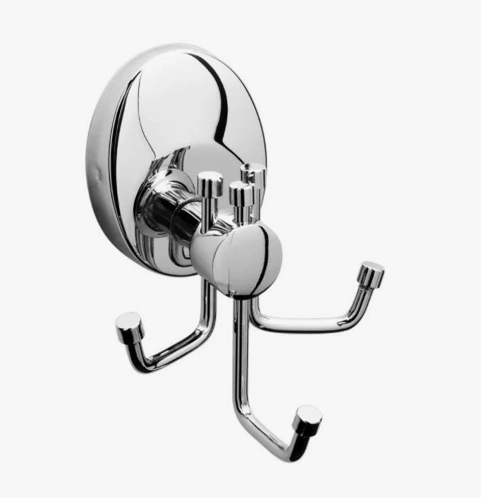 Крючок тройной HAIBA настенный, латунный, форма круглая, для полотенец/халатов в ванную/туалет/душевую кабину, цвет хром