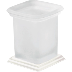 Стакан Art&Max Zoe, с держателем, настольный, латунь/стекло, форма квадратная, для зубных щеток в ванную/туалет/душевую кабину, цвет белый