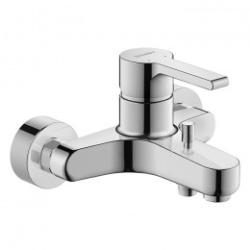 Смеситель для ванны Duravit B.2, однорычажный, настенный, наружнего/внешнего монтажа, неповоротный, латунный, длина излива 15 см, керамический, цвет хром, без душевого шланга/лейки, на 2 отверстия