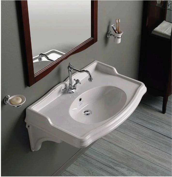 Раковина Armadi Art Vallessi, 60х42х15 см, фаянс, накладная, чаша, мебельная, прямоугольная, керамическая/ фаянсовая, цвет белый, 1 отверстие под смеситель, слив-перелив