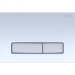 Кнопка смыва Aquatek Slim прямоугольная, цвет белый глянец/хром, пластик, клавиша управления для сливного бачка, инсталляции унитаза, двойная, механическая, панель, универсальная, размер 245х165х9 мм