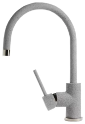 Смеситель для кухни/мойки GranFest, однорычажный, керамический картридж, высокий, с поворотным изливом, длина 186 мм, латунь, цвет серый