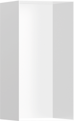 Полка Hansgrohe XtraStoris Minimalistic 300/150/140, с открытой рамой, размер 30х15х14 см, встраиваемая в нишу, форма прямоугольная, цвет матовый белый, нержавеющая сталь, встроенная/настенная, шкаф/короб, в стену, для душа/ванной