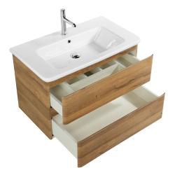 Тумба под раковину BelBagno Albano-Cer 105, 105х46х53 см, подвесная, 2 выкатных ящика, МДФ, цвет: деревенский дуб, шкафчик навесной, механизм доводчика, прямоугольная