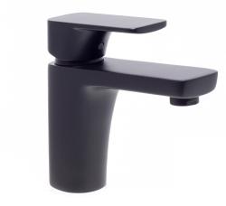 Смеситель для раковины D&K Berlin.Technische однорычажный, низкий, фиксированный излив, длина излива 12,5 см, керамический, латунь, цвет черный матовый , без донного клапана