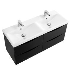 Тумба под двойную раковину BelBagno Marino-Cer 120, 100х45х55 см, подвесная, 4 выкатных ящика, МДФ, цвет: белый дуб, шкафчик навесной, механизм доводчика, прямоугольная