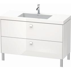 Тумба c раковиной Duravit Brioso, 120х48х61,3 см, подвесная, 2 выдвижных ящика, ДСП, цвет: белый глянец /Vero Air, мебельная, прямоугольная, цвет белый, фарфоровая, с площадкой под смеситель, без перелива