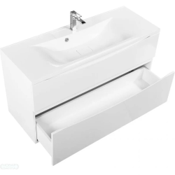 Тумба под раковину BelBagno Marino 120, 120х60х45 см, подвесная, 2 выдвижных ящика, МДФ, цвет: белый глянцевый, шкафчик навесной, механизм доводчика, прямоугольная