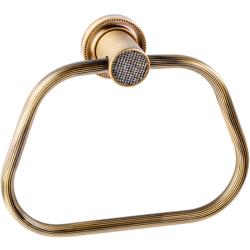 Полотенцедержатель-кольцо Boheme Royal Cristal Black, настенный, одинарный, латунь/сталь/стекло, форма кольцо, для полотенец, в ванную/туалет/душевую кабину, цвет бронза