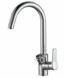 Смеситель для кухни/мойки ZorG Steel Hammer 901, под фильтр, однорычажный, поворотный, керамический картридж, длина излива 214 мм, латунь, цвет хром