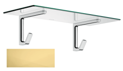 Полка Axor Universal, для полотенец, с крючками, размер 60х25,1 см, настенная, цвет полированное золото, металлическая/стеклянная, прямоугольная, подвесная, для душа/ванной