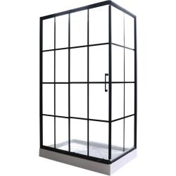 Душевой уголок Cerutti SPA Muza, 120х80 см, без поддона, прямоугольный, угловой, стекло прозрачное, без крыши, раздвижной, стеклянный, алюминиевый профиль (черный)