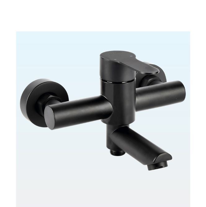 Смеситель для ванны/душа OSGARD HUGG однозахватный, хромированный, настенный, излив 213 мм, неповоротный, нержавеющая сталь, цвет черный