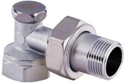 Клапан настроечный Gekon 3/4"вн/нр, угловой, с полусгоном, для радиатора отопления, латунный, никелированный, запорный  Клапан настроечный Gekon 3/4"вн/нр, угловой, с полусгоном, для радиатора отопления, латунный, никелированный, запорный