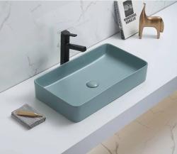 Раковина для ванной CeramaLux NC 78189MLG-6 60,5х11,5х35,5 накладная, прямоугольная, керамическая/фарфоровая, цвет зеленый, без отверстия под смеситель, без слива-перелива