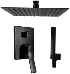 Душевая система встраиваемая REA Sonik, цвет черный матовый, комплект: смеситель/тропический душ (с верхней лейкой)/лейка/шланг, скрытого монтажа