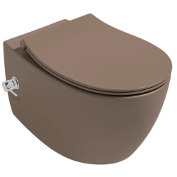 Унитаз подвесной ISVEA Sentimenti Neo, с функцией биде, 363х510х340 мм, цвет: коричневый матовый, горизонтальный (в стену) выпуск, без сиденья, безободковый, антивсплеск, под скрытый бачок