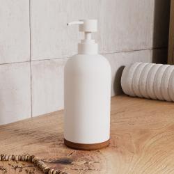 Дозатор жидкого мыла WasserKRAFT Mindel, настольный, полирезин/ABS - пластик, форма округлая, для мыла в ванную/туалет/душевую кабину, цвет белый