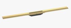 Решетка Hansgrohe RainDrain Flex 100, для пристенного монтажа, для душевого трапа, укорачиваемая, 100х6 см, цвет полированное золото, для душа в пол, нержавеющая сталь, прямоугольная