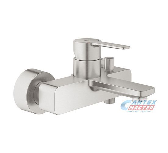 Смеситель для ванны/душа Grohe Lineare New однорычажный, керамический, настенный, излив фиксированный 184 мм, латунь, цвет суперсталь, короткий, универсальный, горизонтальный, рычажный, кран, комплект, сантехника, размер, характеристики, высота