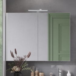 Зеркальный шкаф Акватон Лондри 100, 100х75х13 см, подвесной, цвет белый, зеркало, 2 распашные дверцы/стеклянные полки, механизм доводчика, прямоугольный