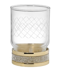 Стакан Boheme Royal Cristal, с держателем, настольный, латунь/сталь/стекло, форма округлая, для зубных щеток в ванную/туалет/душевую кабину, цвет золото