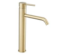 Смеситель для раковины/умывальника REA LUNGO однорычажный, неповоротный, высокий, длина излива 130 мм, латунь, цвет золото