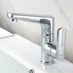 Смеситель для раковины/умывальника LEDEME однорычажный, поворотный, длина излива 128 мм, латунь, цвет хром