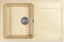 Мойка кухонная BAMBOO Кардинал 760, 50х76х19,7 см, встраиваемая сверху, литьевой мрамор, прямоугольная, цвет латте, отверстие под смеситель отмечено с лицевой стороны, с крылом, слив-перелив, врезная в столещницу